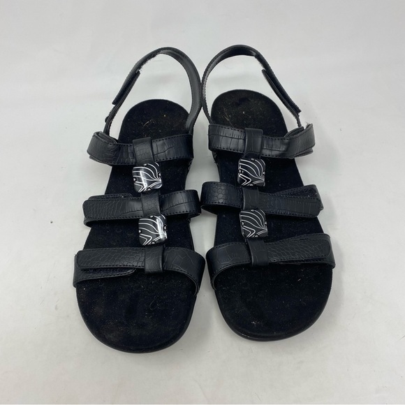 Vionic Women’s Amber Beaded Snake Embossed Leather Black Comfort Sandals Size 9 - Picture 6 of 7